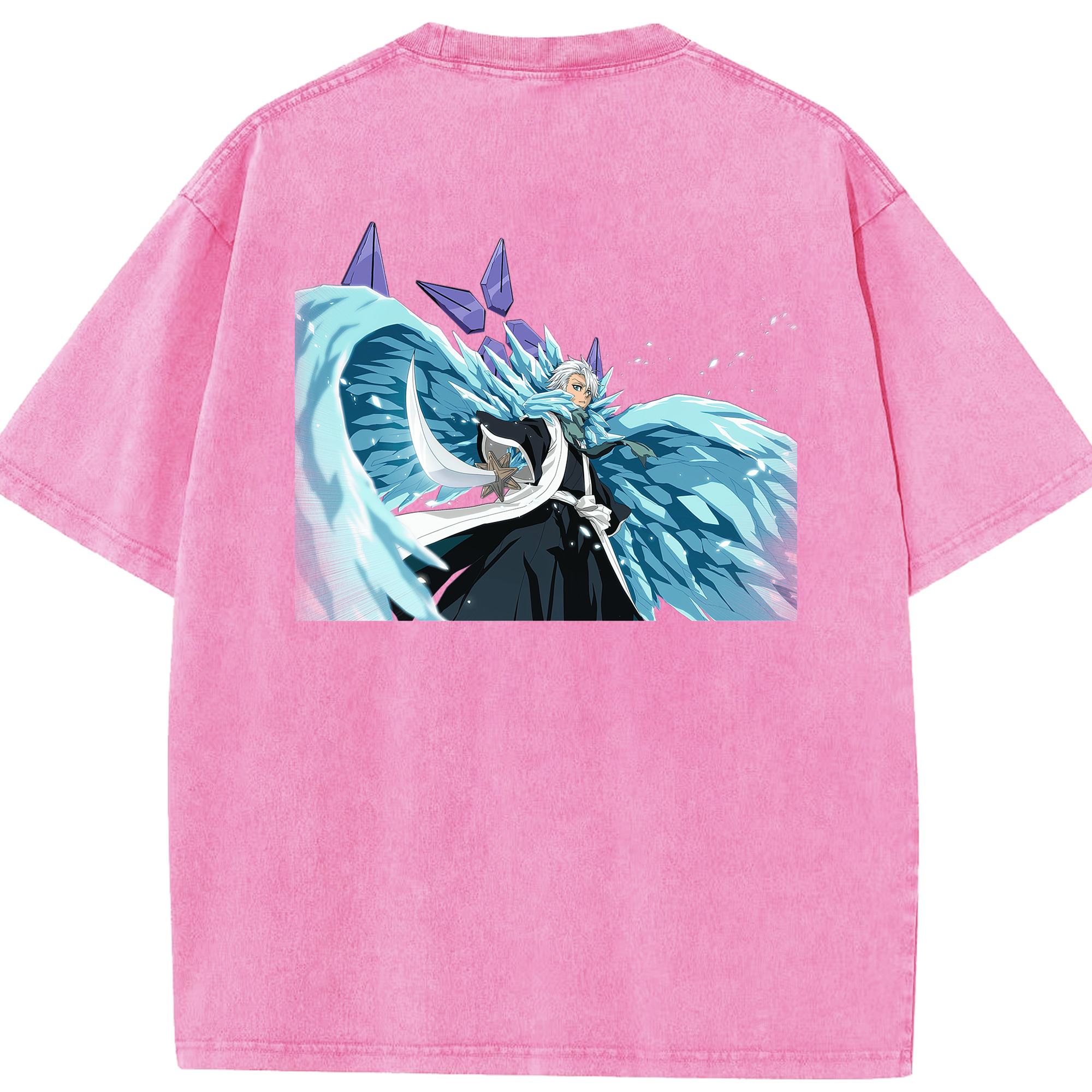 （画像用） ブリーチ 日番谷冬獅郎（ひつがや とうしろう） BLEACH Hitsugaya Toushirou 綿100% ヴィンテージ風 半袖Tシャツ（背面プリント）